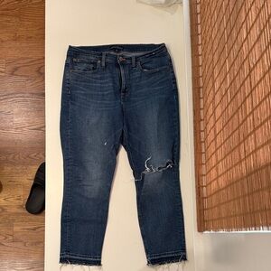 J. Crew Dark Blue Distressed Ankle Jeans